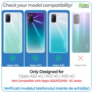 Husa Flip pentru Oppo A72 - tip carte, magnet interior, stand si buzunar card, AURIE - Gekko Smart®