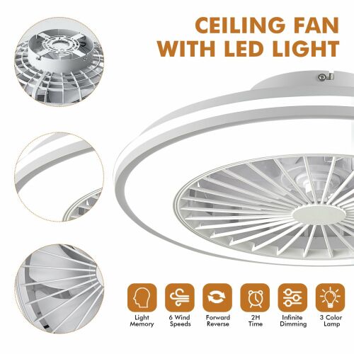 NewEvo LED mennyezeti lámpa ventilátorral, állítható fényerővel, távirányítóval és telefonos vezérléssel