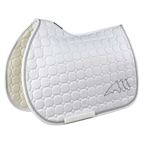 Equiline Octagon Cristophec díjugrató nyeregalátét, fehér, szürke varrással