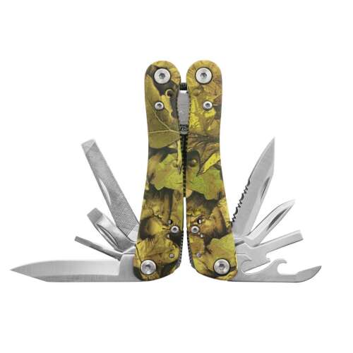 Ganzo G2016P többfunkciós szerszám, camo mintával, 13 eszköz, fogó, kés, üvegnyitó, konzervnyitó, fájl, puncs, csavarhúzó, bittartó