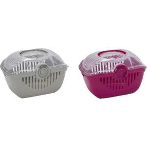 FGO (Flamingo) Kisállat szállítóbox, 29x39x25 cm, Szállításhoz, Szürke és Rózsaszín - Hordozó, autós box kisállatoknak