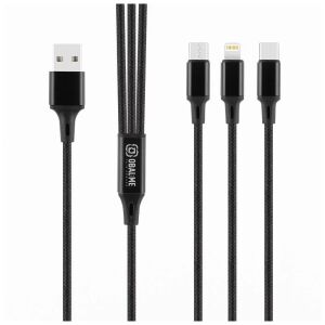 OBAL:ME 3in1 AllConnect Fast Charge USB-A/USB-C, Lightning, Micro-USB kábel 1.2m fekete 137893606 - Töltő, töltőkábel és egyéb kábel