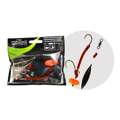 WIZARD MONSTER RIVER UPOSE PRO DOUBLE MONOBRAID RIG 20G 7/0+9/0 ROUND
