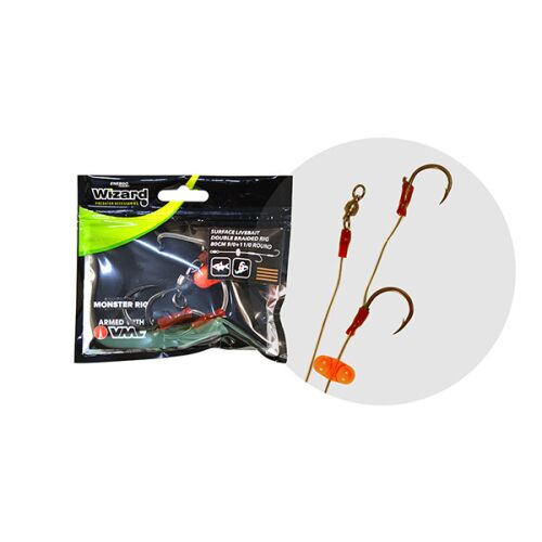 WIZARD MONSTER SURFACE LIVEBAIT DOUBLE BRAIDED RIG 9/0+11/0 ROUND 137896093