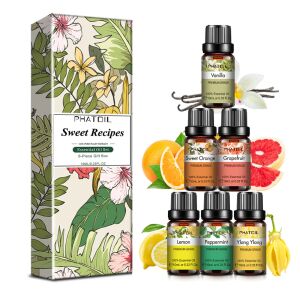 Sada esenciálnych olejov PHATOIL Sweet Recipes - 6 x 10 ml (vanilka, mäta pieporná, pomaranč, citrón, ylang-ylang, grapefruit) 137898803 - Esenciálny olej