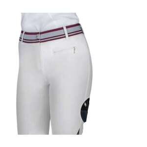 Equiline Cyclamen női lovaglónadrág, fehér, bordó és szürke övvel, szilikon térdpárnákkal - Lovaglónadrág