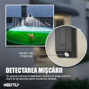 NEXTLY слънчева лампа с детекция на движение, осветяваща външни зони. - Слънчев фенер