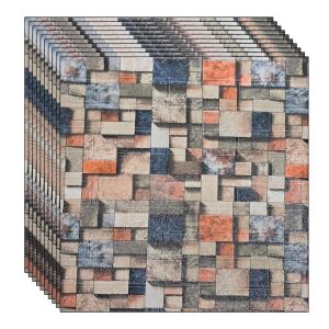 10 db öntapadós 3D tapéta NEXTLY készlet, falra vagy mennyezetre, vízálló, állítható, erős ragasztó, könnyen felszerelhető, 5,3 m2, 70x77 cm, modern design, többszínű, kód 7373-19.