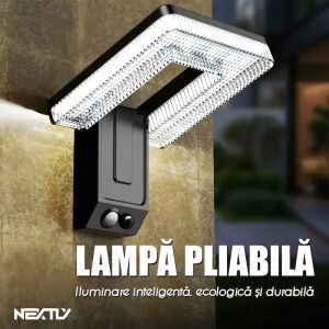 6 db NEXTLY napelemes kültéri lámpa, összecsukható, 3 üzemmód, mozgás- és fényérzékelő, készenléti, folyamatos világítás, hideg fény, vízálló, 12,5x11cm, fekete