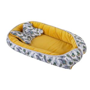 Nest baby Velvet gubó páva szemek toll mustár matrac pillangós párna 55x80 szín 3