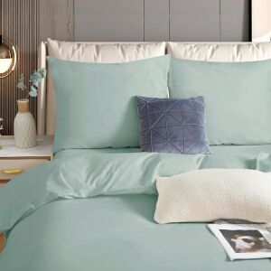 Szatén ágynemű 160x200 zsálya monokróm I24