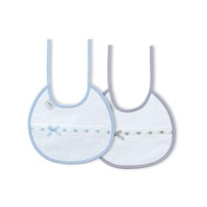 Pamut előke 2 db dekoratív szegéllyel fehér kék szürke kerek 137909552 - Interbaby