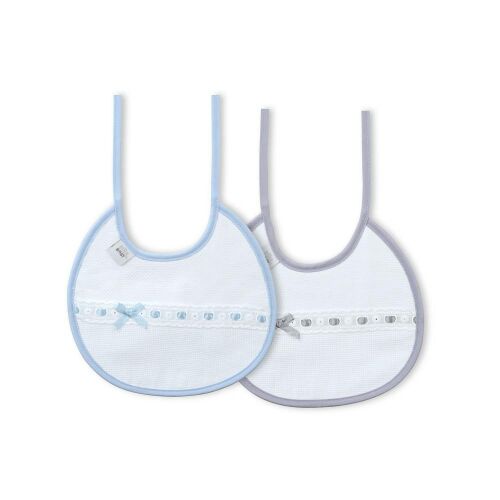 Pamut előke 2 db dekoratív szegéllyel fehér kék szürke kerek