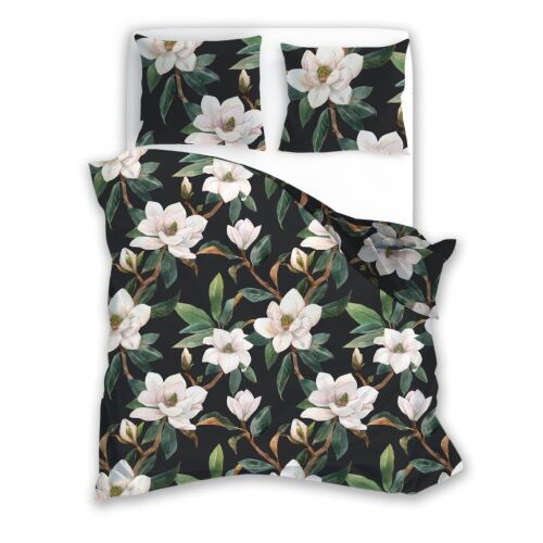 Pamut ágynemű 160x200 Flowery 005 virágok zöld fehér 23 Faro 141459117