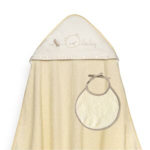 Fürdőköpeny 100x100 Bézs gyerek törölköző kapucnival + előke 146165754 - Interbaby