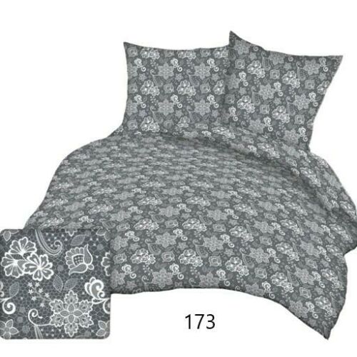 Pamut ágynemű 140x200 szürke grafit fehér virágok 173 pamut max 137910101