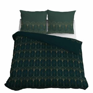 Szatén Ágynemű Garnitúra 180x200 - Palackzöld, Arany Díszítés 137911096 - Ágynemű - ifjúsági és felnőtt