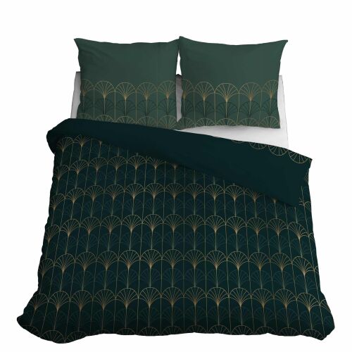 Szatén Ágynemű Garnitúra 180x200 - Palackzöld, Arany Díszítés 137911096