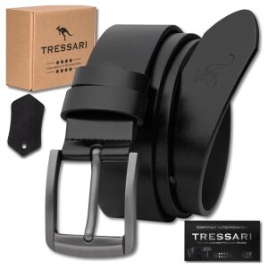 TRESSARI bőr öv 100% természetes bőr fekete nadrághoz