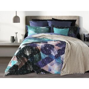 Szatén ágynemű 160x200 Geometrics menta lila Lusso D23 párnahuzatok 2x70/80 2x50/60 lepedő 220x240 137911296 - Ágynemű - ifjúsági és felnőtt