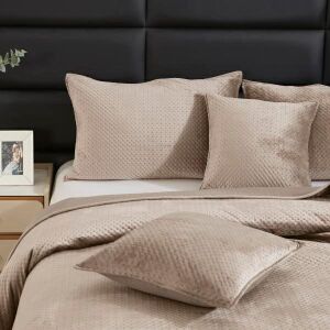 Maya Velúr Ágytakaró - 240x260 cm, Bézs Geometrikus Minta 137911717 - Lakberendezés