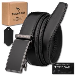 Férfi automata nadrágöv 125 cm fekete natúr bőr 137911891 - Tressari