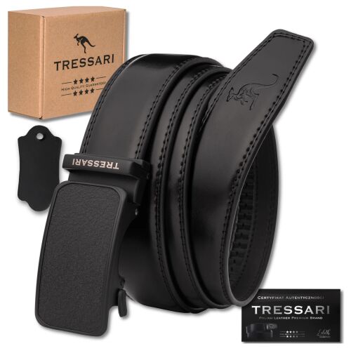 Férfi fekete automata nadrágöv természetes bőrből 125 cm TRESSARI 146170013