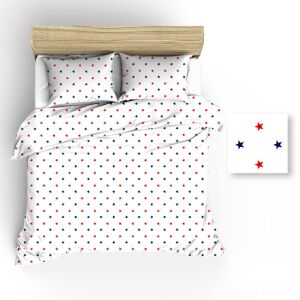 Pamut Ágynemű Szett - 180x200 cm, Fehér Csillagok, Sötétvörös/Kék 137912137 - Ágynemű - ifjúsági és felnőtt