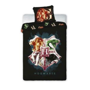 Pamut ágynemű 160x200 Harry Potter 002 Herb fekete ifjúsági párnahuzat 70x80 Faro 137912151 - Ágynemű - ifjúsági és felnőtt