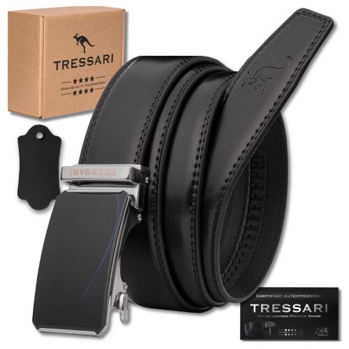 Férfi fekete TRESSARI 125 cm-es automata bőr öv 137912193