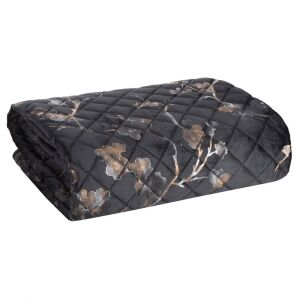 Dekoratív ágytakaró 170x210 Blink 5 fekete velúr virág Eurofirany 137912383 - Ágytakaró