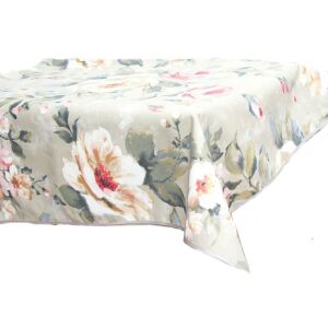 Dekoratív terítő 140x180 Dekora B bézs piros szürke levelek virágok szegéllyel bélelve