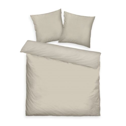 Szatén ágynemű 200x220 Tom Tailor bézs világos bézs egyszínű párnahuzatok 80x80 2db