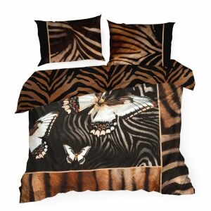 Szatén ágynemű 160x200 Eva 18 fekete piros pillangók Eva Minge Eurofirany 137914405 - Ágynemű - ifjúsági és felnőtt