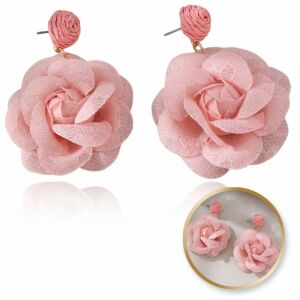 Lógó fülbevaló, látványos csipkevirág, rózsaszín ROSE ékszer K1707