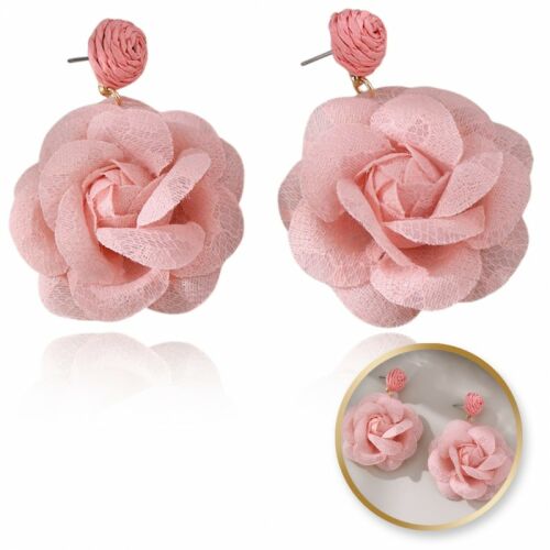 Lógó fülbevaló, látványos csipkevirág, rózsaszín ROSE ékszer K1707 145183867