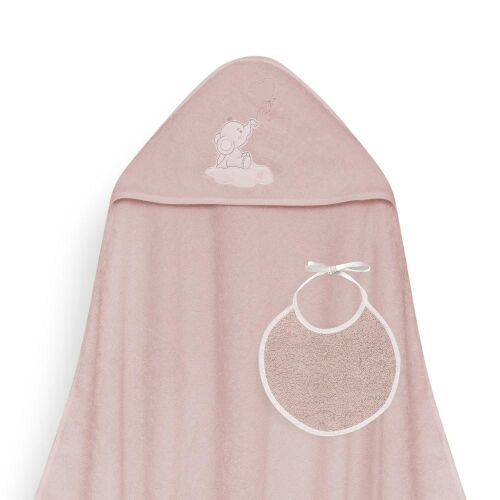 Fürdőköpeny 100x100 Elefánt szív rózsaszín sötét törölköző kapucnival + előke 146170645
