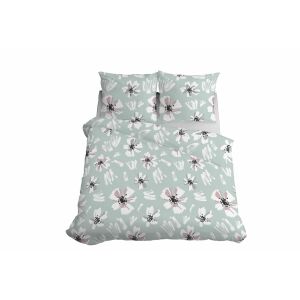 Mikroszálas ágynemű 220x200 menta fehér virágok 5165 A 30 Light 137915252 - Ágynemű - ifjúsági és felnőtt