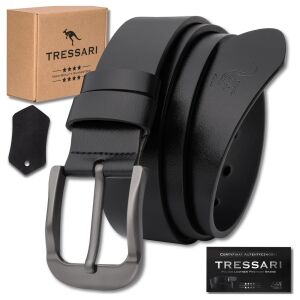 Férfi öv 125 cm TRESSARI 100% természetes bőr fekete nadrághoz 137915455 - Tressari