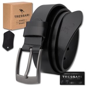 Férfi bőr öv 100% természetes bőr nadrághoz TRESSARI fekete 146169384 - Tressari