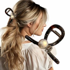 XL hajcsat kristállyal és gyönggyel 8x5,5cm SP367