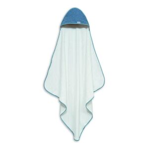 Fürdőköpeny 100x100 Musleline fehér kék kapucnis törölköző