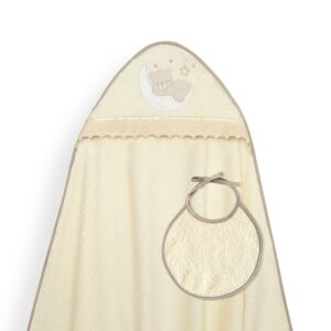 Fürdőköpeny 100x100 Bear on the moon bézs törölköző kapucnival + előke 137917312 - Interbaby