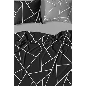 Szatén ágynemű 220x200 Milargo Verde 007 fekete szürke Faro geometria 141002266 - Ágynemű - ifjúsági és felnőtt