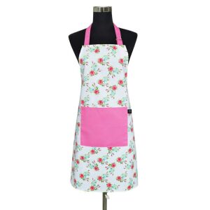 Konyhai kötény 60x75 angol rózsa fehér rózsaszín rózsa pamut I 23