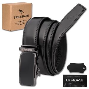 Férfi 115 cm-es automata öv fekete természetes bőrből 141250012 - Tressari