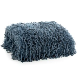 Ágytakaró 130x170 Adore gyapjú sötétkék műszőrme Eurofirany 137918506 - Ágytakaró