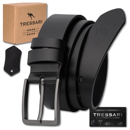Férfi öv TRESSARI 100% természetes bőr fekete 125 cm 137918851
