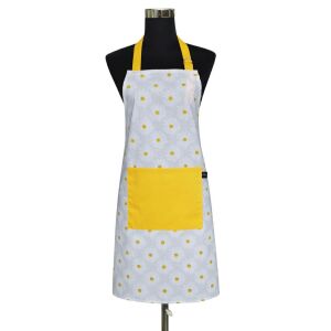 Daisy Virágos Konyhai Kötény - Szürke-Sárga, 60x75 cm