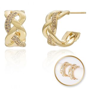 14k aranyozott rozsdamentes acél fülbevaló cirkóniával, Puzeta Silver S925 KST3327